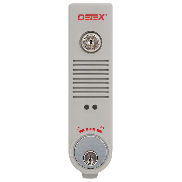 Stand Alone Surface Mount Alarm, Mortise Cylinder, Propped Alarm, Gray